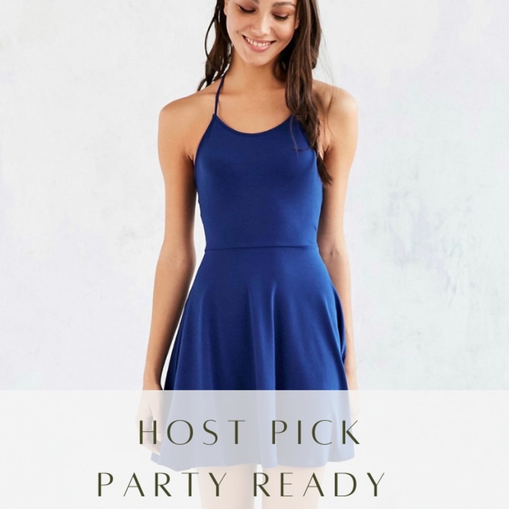 Silence + Noise Crepe Lace-Up Back Halter Dress